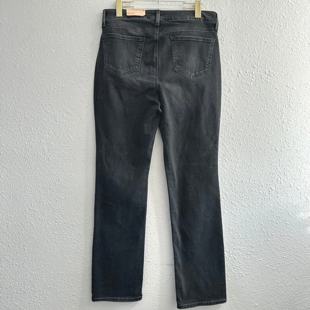 NYDJ Marilyn Straight Jeans Womens 12 Black Nightbreak Lift Tuck High Rise Denim